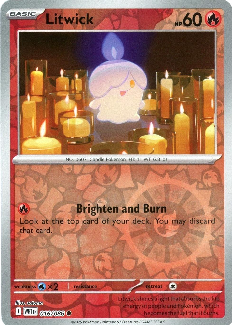 White Flare Litwick [Reverse] Pokémon card